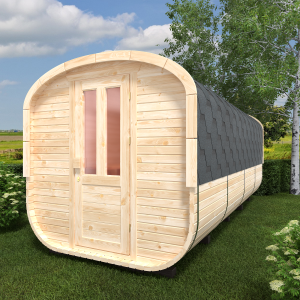 Fasssauna / Gartensauna / Banja / Quadro 5,0 m mit Vorraum